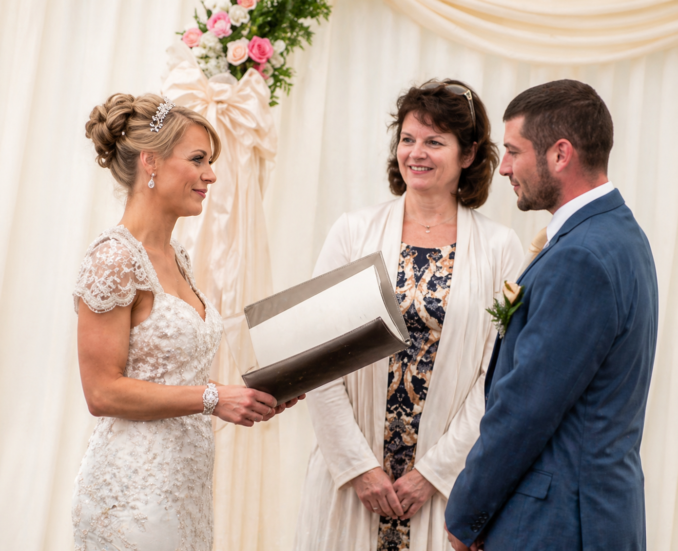 Wedding celebrant during a ceremony